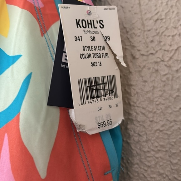 Lands' End Womens Swim Skirt Swim Bottoms Skort Turquoise Multi Floral Size 18 - Picture 6 of 8